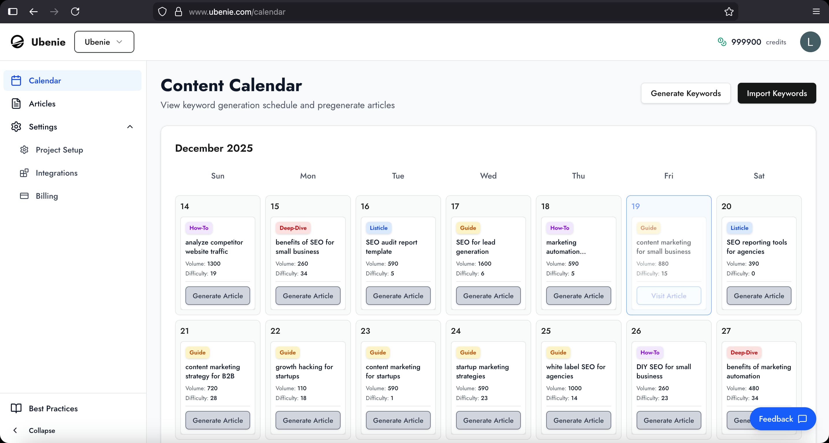 Ubenie Dashboard Preview